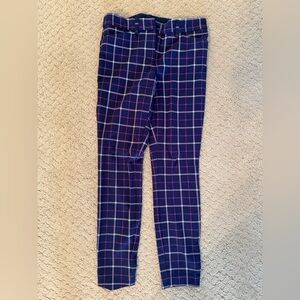 Express Skinny Mid Rise Blue and Pink Plaid Dress Pants
